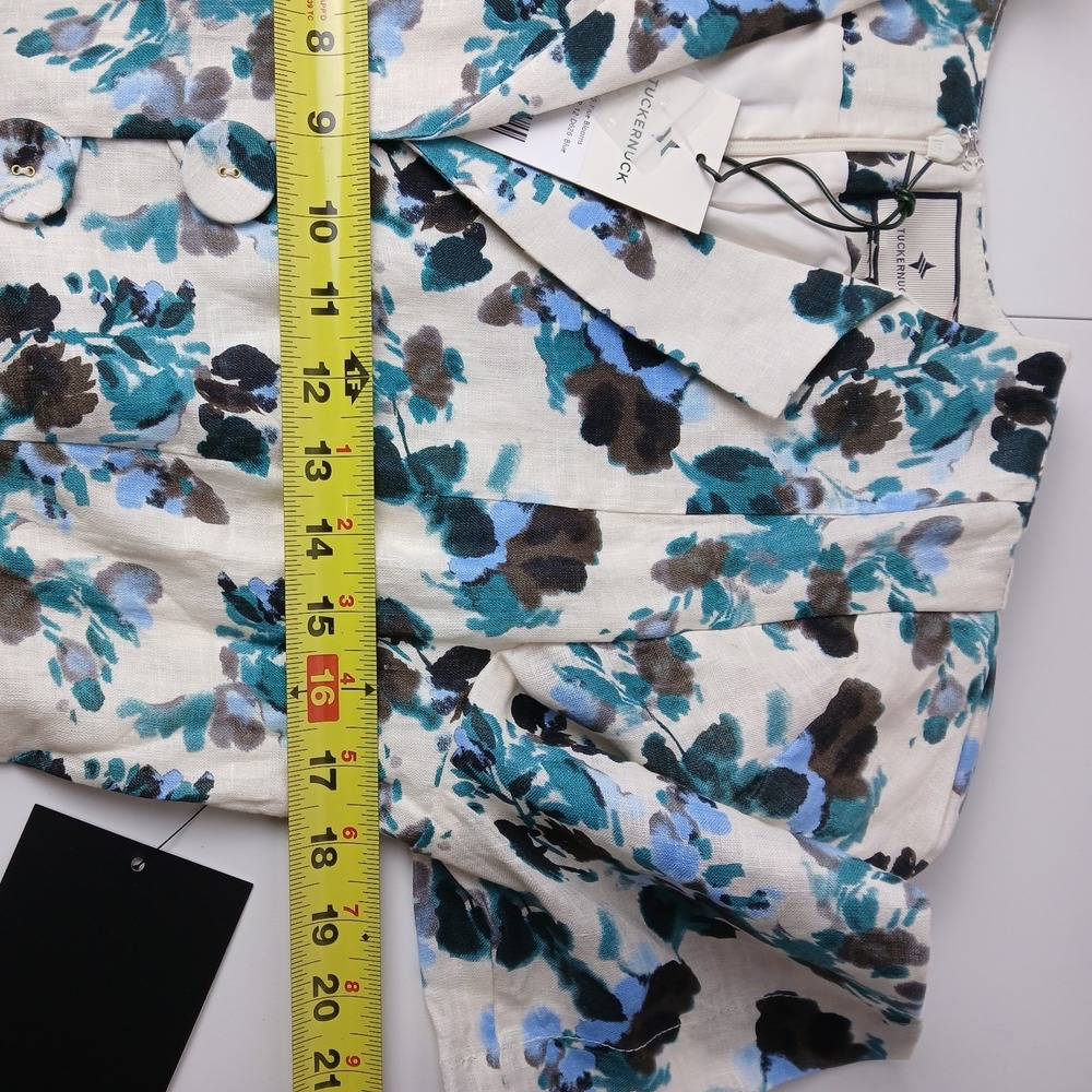 Tuckernuck Hadley Dress Small S Linen Floral Maxi Midi Budding Bluebell Button - Picture 12 of 16